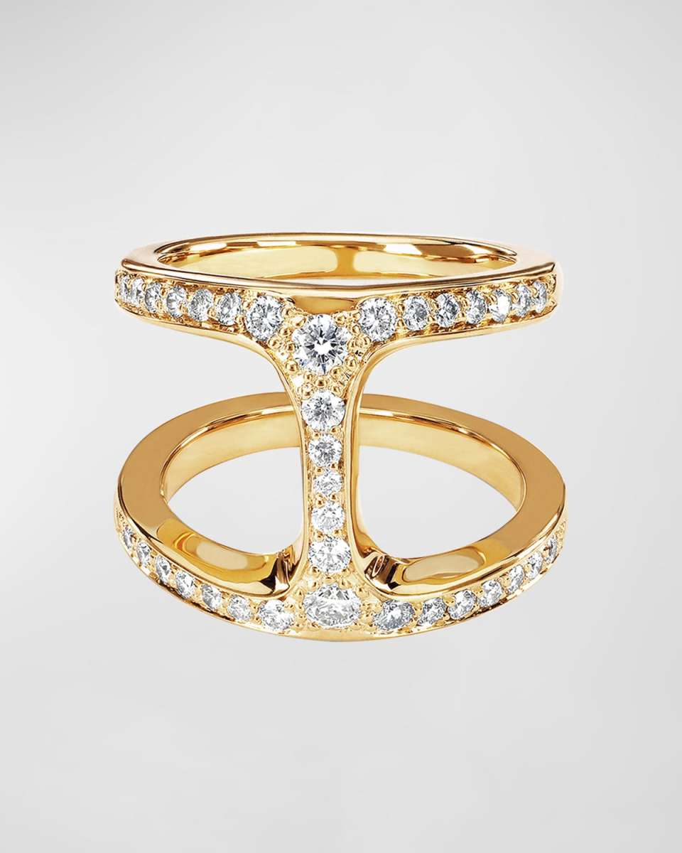 Dame Phantom Ring with Diamonds and 18k Yellow Gold, Size 6-